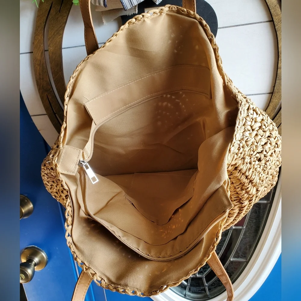 Straw Woven Tote Bag Double Handle